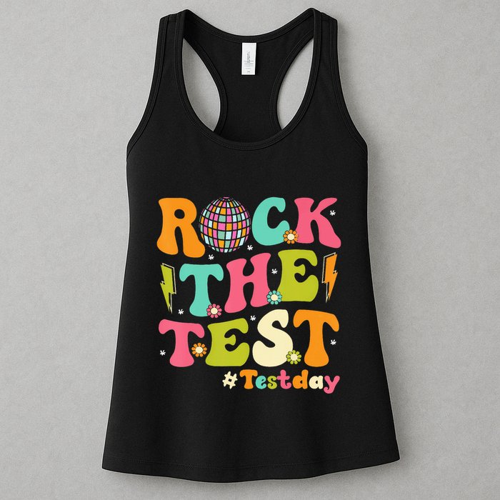 Rock The Test Testing Day Retro Motivational Womens Tank Top