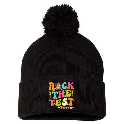 Rock The Test Testing Day Retro Motivational Pom Pom 12in Knit Beanie