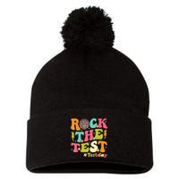 Rock The Test Testing Day Retro Motivational Pom Pom 12in Knit Beanie