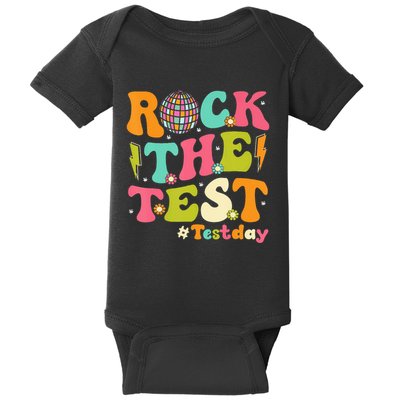 Rock The Test Testing Day Retro Motivational Baby Bodysuit