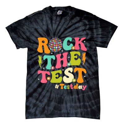 Rock The Test Testing Day Retro Motivational Tie-Dye T-Shirt