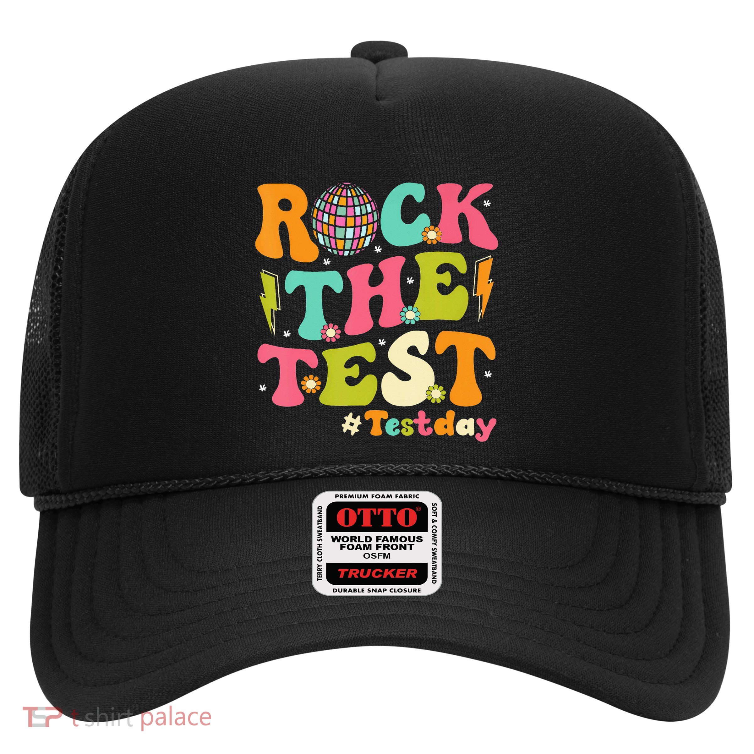 Rock The Test Testing Day Retro Motivational Trucker Hat