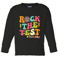 Rock The Test Testing Day Retro Motivational Toddler Long Sleeve Shirt