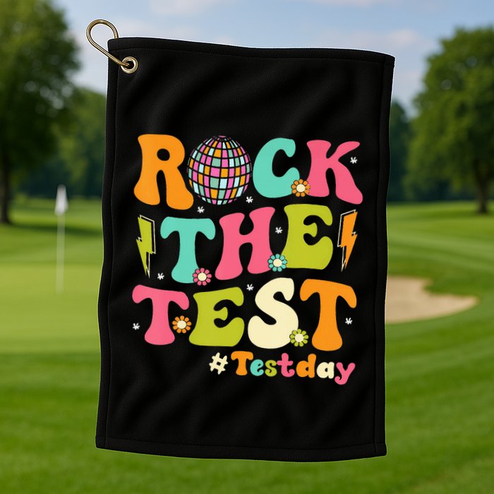Rock The Test Testing Day Retro Motivational Golf Towel