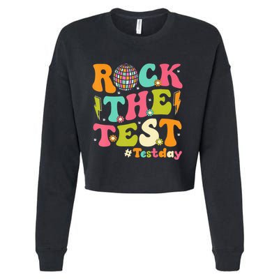 Rock The Test Testing Day Retro Motivational Cropped Pullover Crew