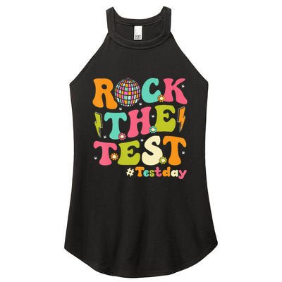 Rock The Test Testing Day Retro Motivational Women's Perfect Tri Rocker Tank