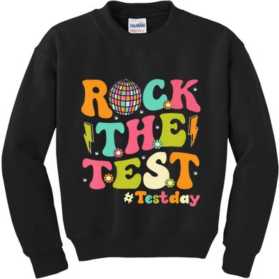 Rock The Test Testing Day Retro Motivational Kids Sweatshirt
