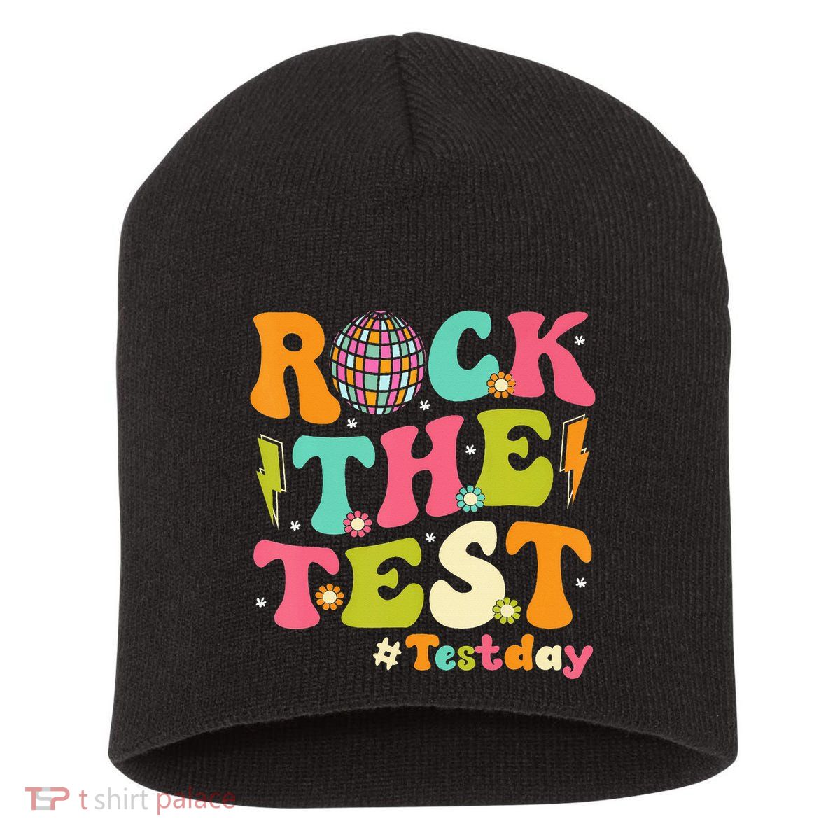 Rock The Test Testing Day Retro Motivational Short Acrylic Beanie