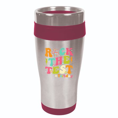 Rock The Test Testing Day Retro Motivational 16oz Travel Tumbler