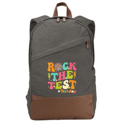 Rock The Test Testing Day Retro Motivational Cotton Canvas Backpack
