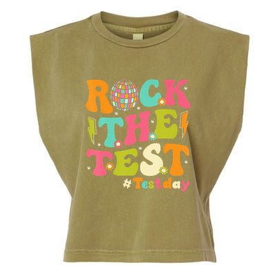 Rock The Test Testing Day Retro Motivational Garment-Dyed Women's Muscle Tee