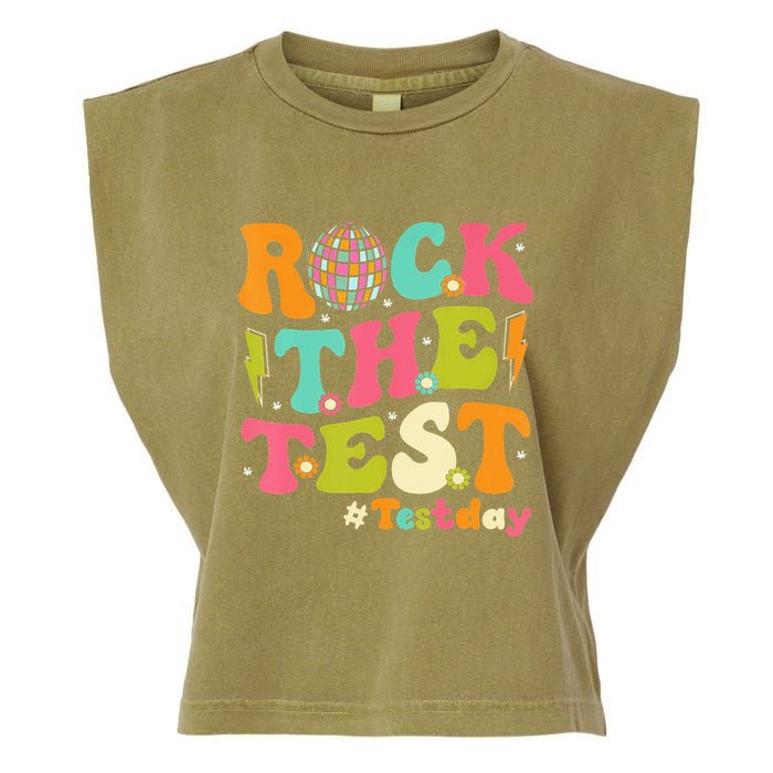 Rock The Test Testing Day Retro Motivational Garment-Dyed Women's Muscle Tee