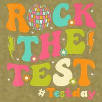 Rock The Test Testing Day Retro Motivational Garment-Dyed Women's Muscle Tee
