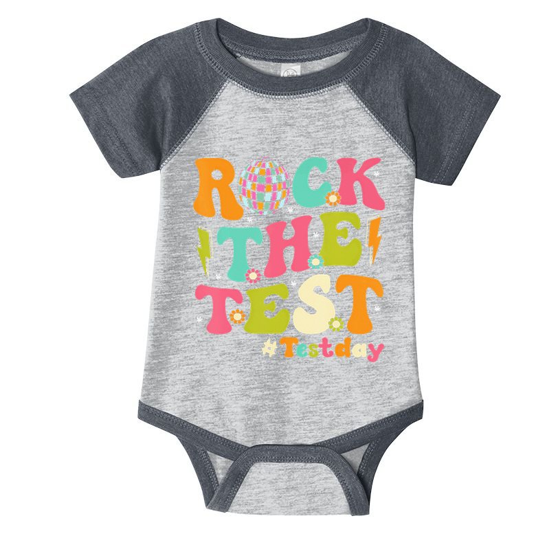 Rock The Test Testing Day Retro Motivational Infant Baby Jersey Bodysuit