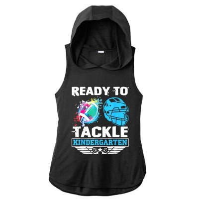 Ready To Tackle Kindergarten Football Back To School Boy Ladies PosiCharge Tri-Blend Wicking Draft Hoodie Tank