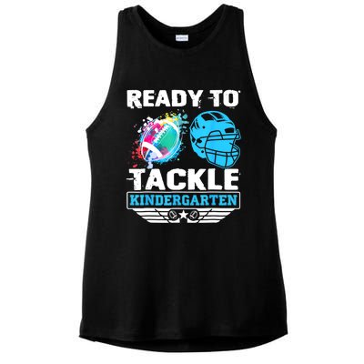 Ready To Tackle Kindergarten Football Back To School Boy Ladies PosiCharge Tri-Blend Wicking Tank