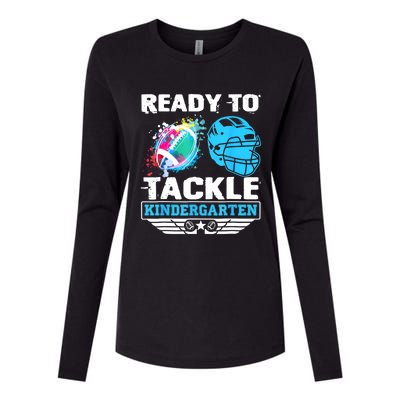 Ready To Tackle Kindergarten Football Back To School Boy Womens Cotton Relaxed Long Sleeve T-Shirt