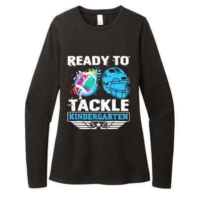 Ready To Tackle Kindergarten Football Back To School Boy Womens CVC Long Sleeve Shirt