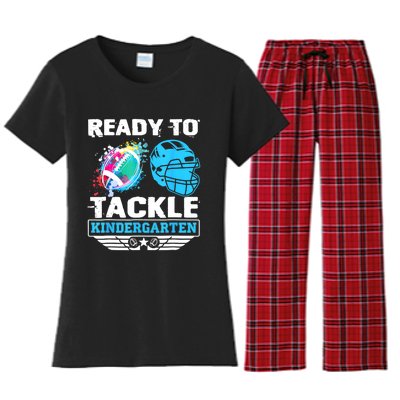 Ready To Tackle Kindergarten Football Back To School Boy Women's Flannel Pajama Set