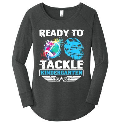 Ready To Tackle Kindergarten Football Back To School Boy Women's Perfect Tri Tunic Long Sleeve Shirt