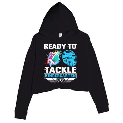 Ready To Tackle Kindergarten Football Back To School Boy Crop Fleece Hoodie