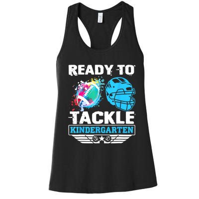 Ready To Tackle Kindergarten Football Back To School Boy Women's Racerback Tank