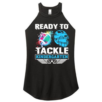 Ready To Tackle Kindergarten Football Back To School Boy Women's Perfect Tri Rocker Tank