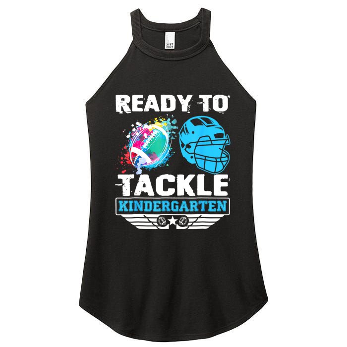 Ready To Tackle Kindergarten Football Back To School Boy Women's Perfect Tri Rocker Tank