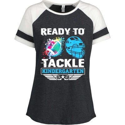 Ready To Tackle Kindergarten Football Back To School Boy Enza Ladies Jersey Colorblock Tee