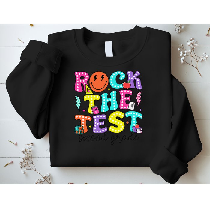 Rock The Test Day 2nd Grade Teacher Second Grade Testing Sweatshirt