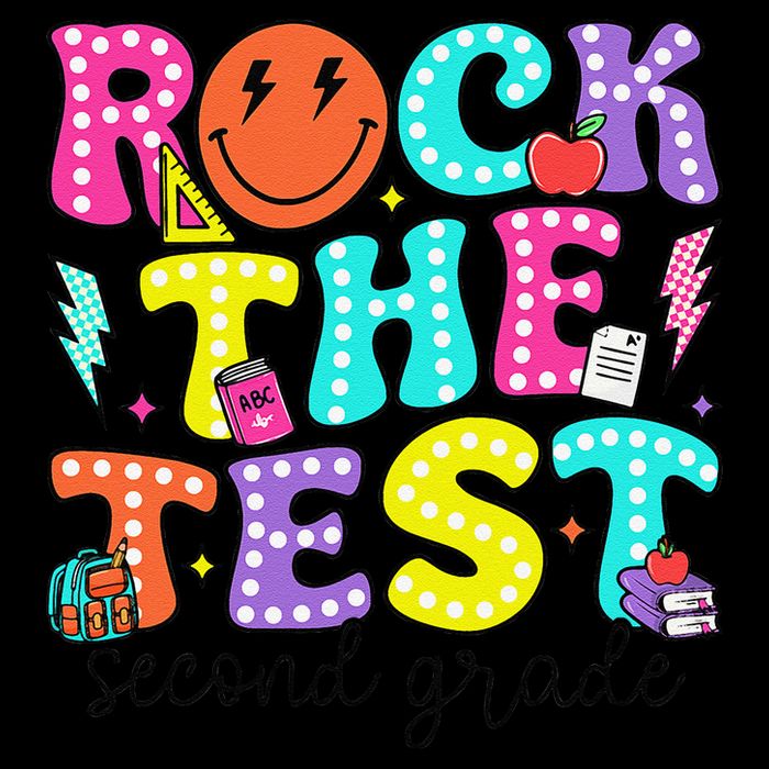 Rock The Test Day 2nd Grade Teacher Second Grade Testing 7-Panel Snapback Hat