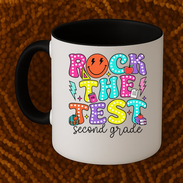 Rock The Test Day 2nd Grade Teacher Second Grade Testing Mug