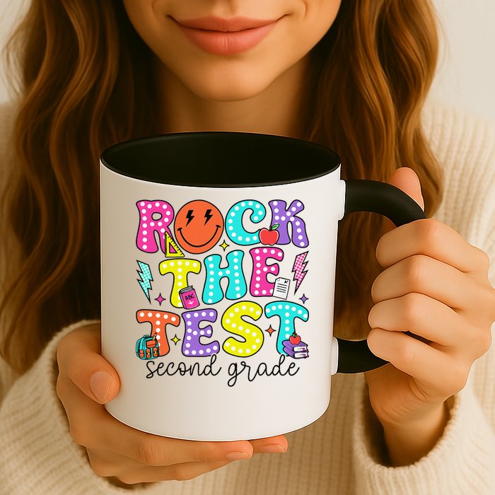 Rock The Test Day 2nd Grade Teacher Second Grade Testing Mug