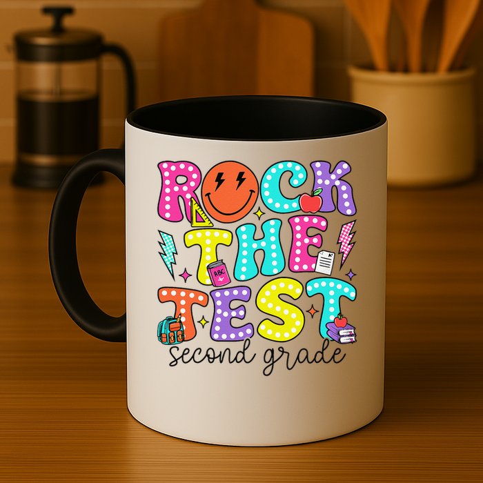 Rock The Test Day 2nd Grade Teacher Second Grade Testing Mug