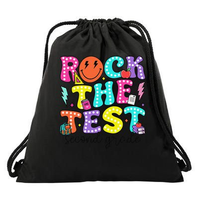 Rock The Test Day 2nd Grade Teacher Second Grade Testing Drawstring Bag