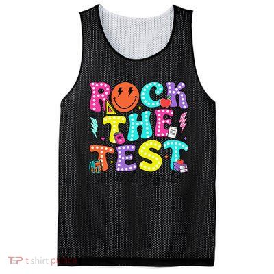 Rock The Test Day 2nd Grade Teacher Second Grade Testing Mesh Reversible Basketball Jersey Tank