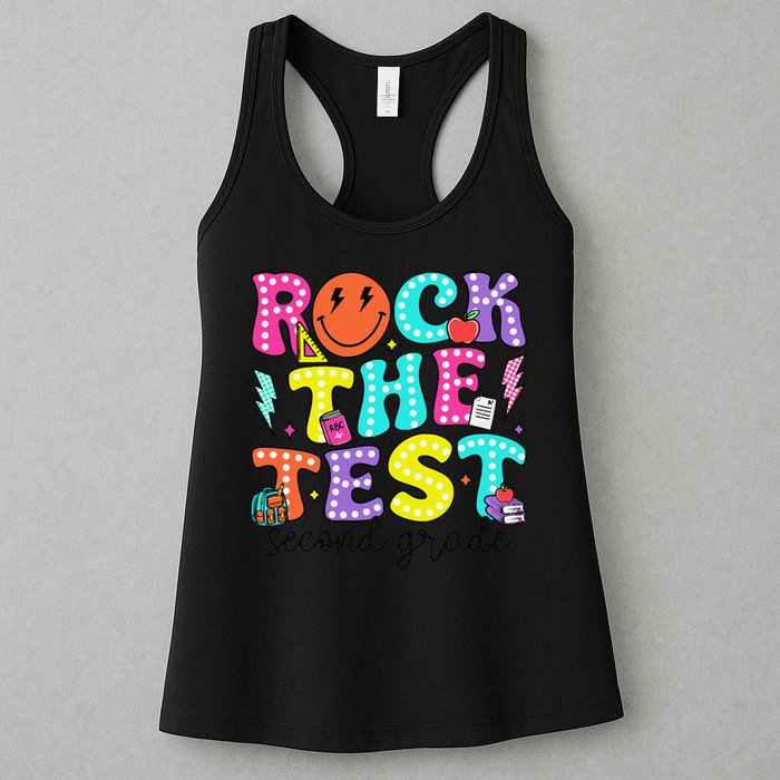 Rock The Test Day 2nd Grade Teacher Second Grade Testing Womens Tank Top