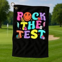 Rock The Test Day 2nd Grade Teacher Second Grade Testing Golf Towel