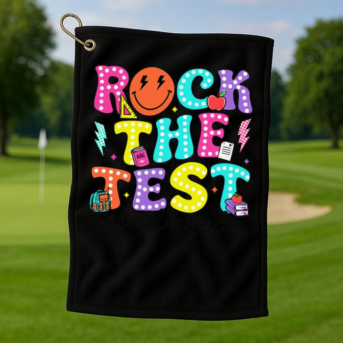 Rock The Test Day 2nd Grade Teacher Second Grade Testing Golf Towel