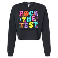 Rock The Test Day 2nd Grade Teacher Second Grade Testing Cropped Pullover Crew
