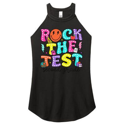 Rock The Test Day 2nd Grade Teacher Second Grade Testing Women's Perfect Tri Rocker Tank
