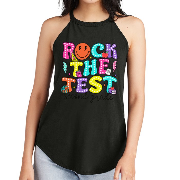 Rock The Test Day 2nd Grade Teacher Second Grade Testing Women's Perfect Tri Rocker Tank