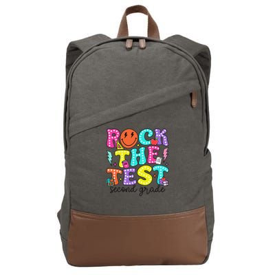 Rock The Test Day 2nd Grade Teacher Second Grade Testing Cotton Canvas Backpack