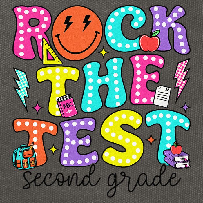 Rock The Test Day 2nd Grade Teacher Second Grade Testing Cotton Canvas Backpack