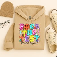Rock The Test Day 2nd Grade Teacher Second Grade Testing Hoodie
