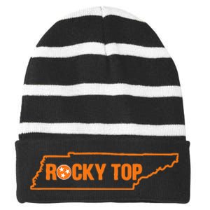 Rocky Top Tennessee State Map Tn Pride Striped Beanie with Solid Band