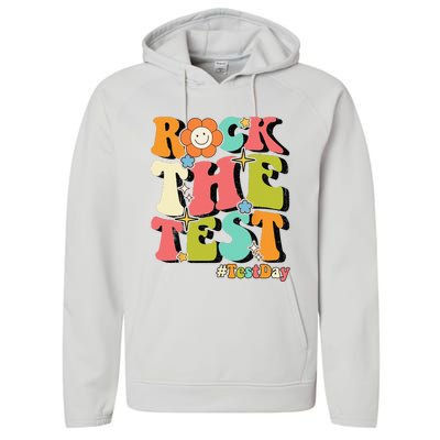 Rock The Test Testing Day Retro Motivational Teacher Student Performance Fleece Hoodie