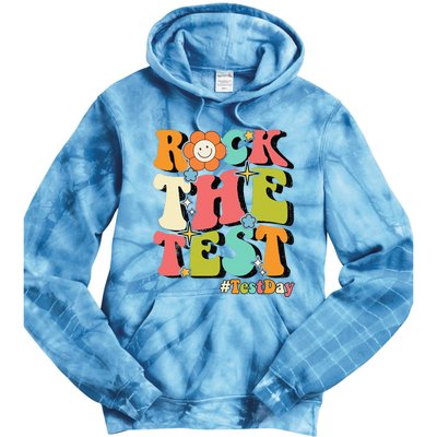 Rock The Test Testing Day Retro Motivational Teacher Student Tie Dye Hoodie