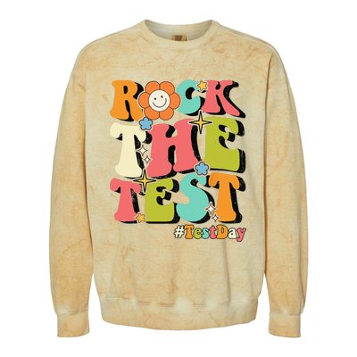 Rock The Test Testing Day Retro Motivational Teacher Student Colorblast Crewneck Sweatshirt