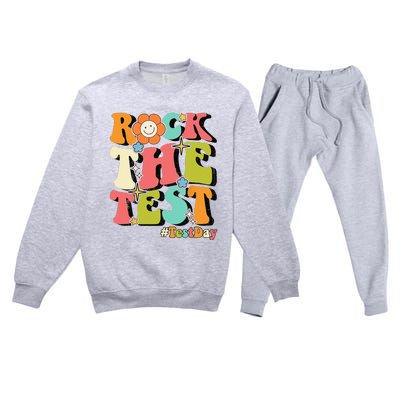 Rock The Test Testing Day Retro Motivational Teacher Student Premium Crewneck Sweatsuit Set